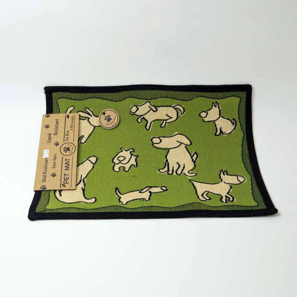 PB Paws & Co. Pet Collection Tapestry Pet Mats, Dog Group Leaf Pattern