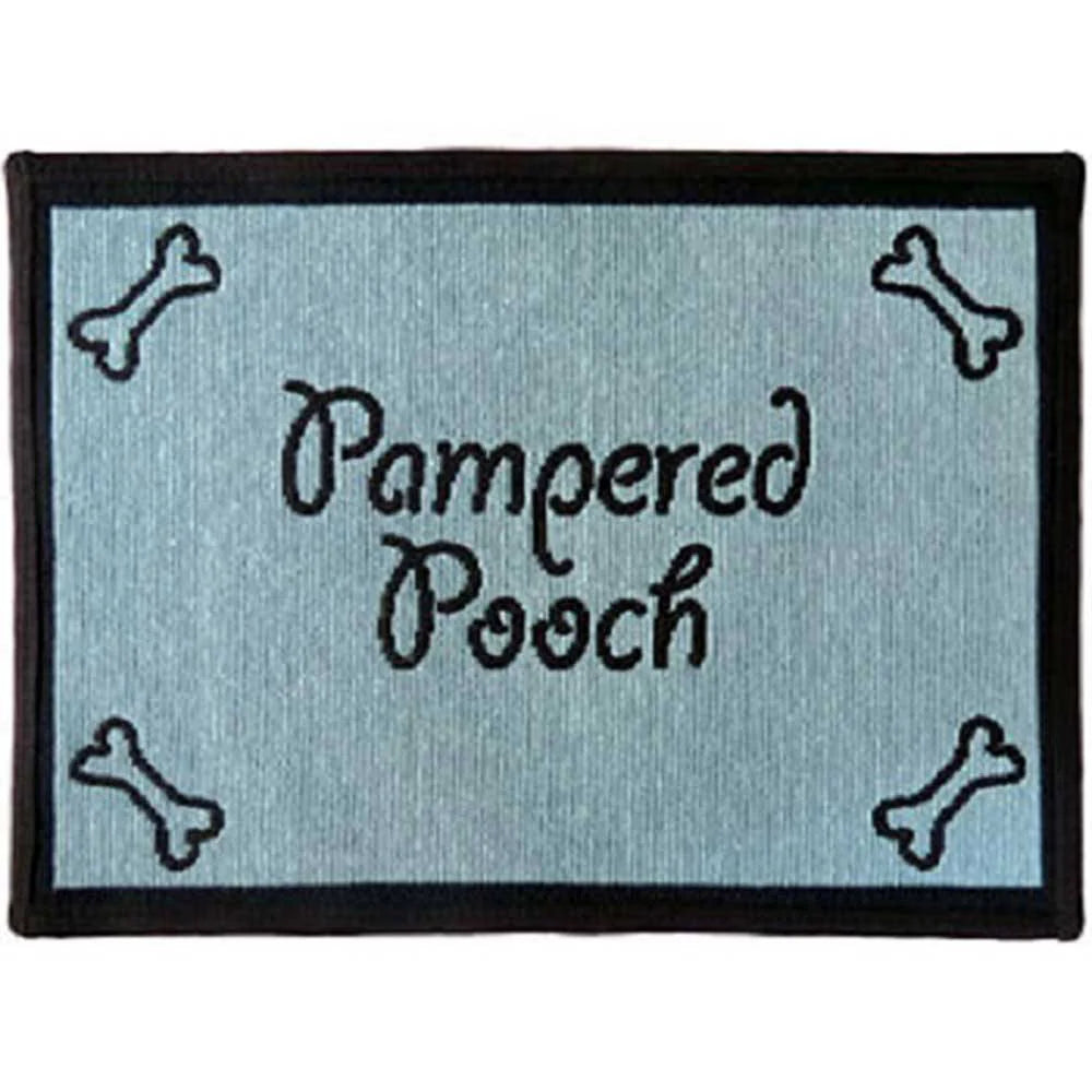 PB Paws & Co. Tapestry Pet Mats, Pampered Pooch (Aquamarine) Pattern