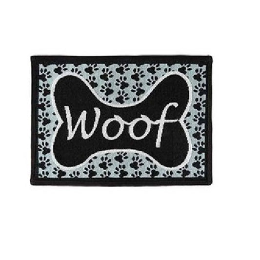 PB Paws & Co. Tapestry Pet Mats, Woof Pattern Aquamarine