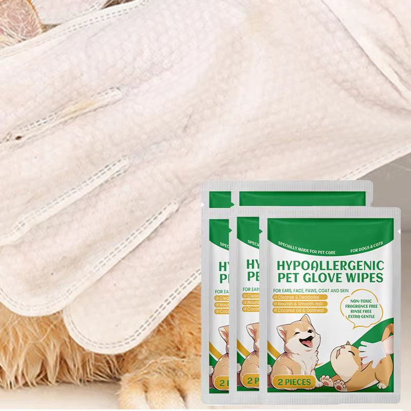 5 Pairs Grooming Gloves Wipes for Dogs Pet Bathing Wipes Cleaning Wipes Pet Wipes Gloves for Dogs & Cats for Body Paws Butt